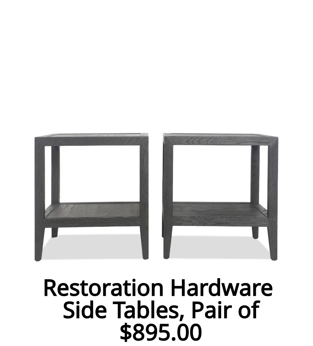 Restoration Hardware French Contemporary Square Side Tables, Pair of
