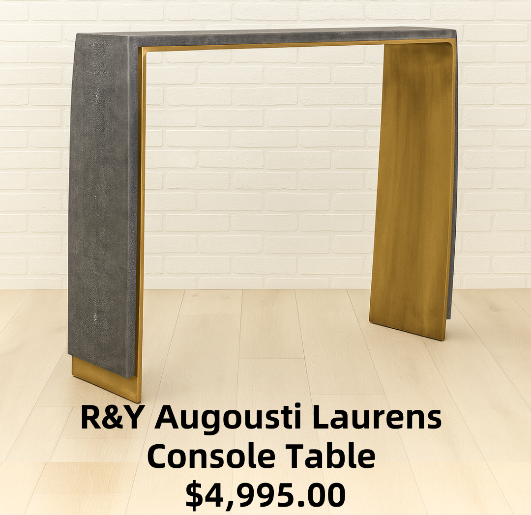 R&Y Augousti Laurens Console Table in Shagreen & Bronze-Patina Brass