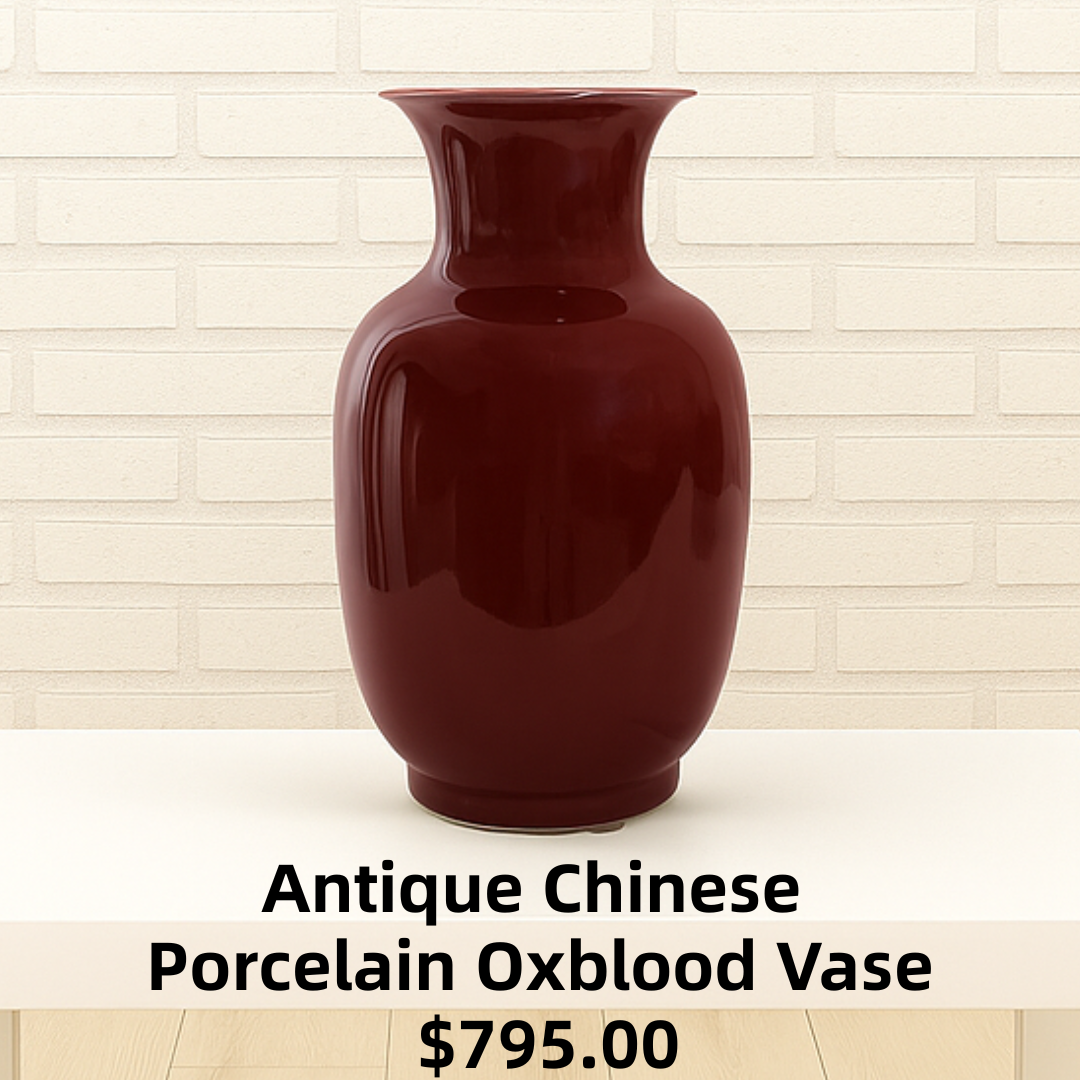 Antique Chinese Porcelain Oxblood Vase, 19thC to early 20thC