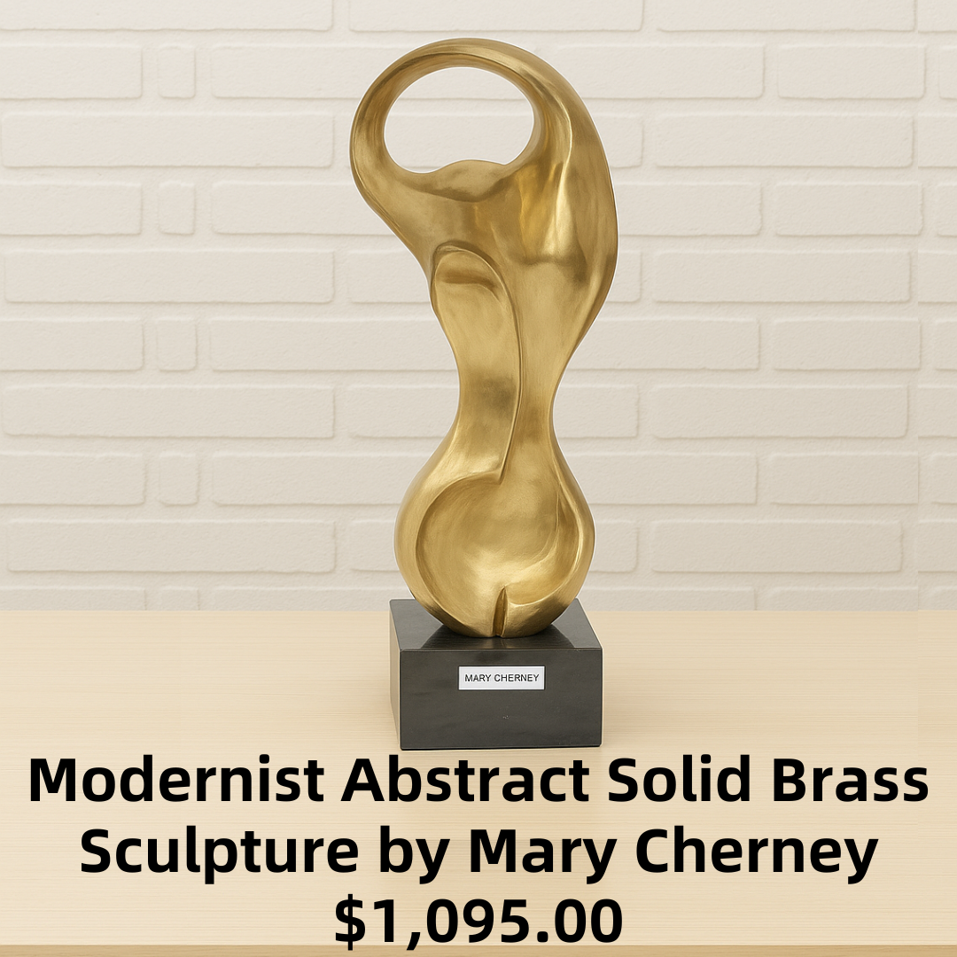 Modernist Abstract Solid Brass Sculpture by Mary Cherney