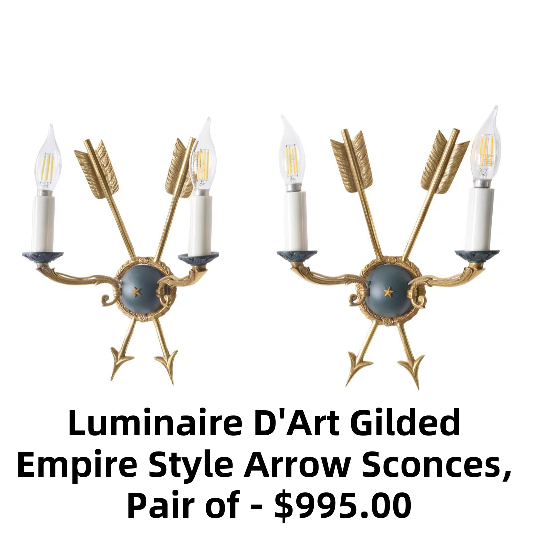 Luminaire D'Art Gilded Empire Style Arrow Sconces, Pair of