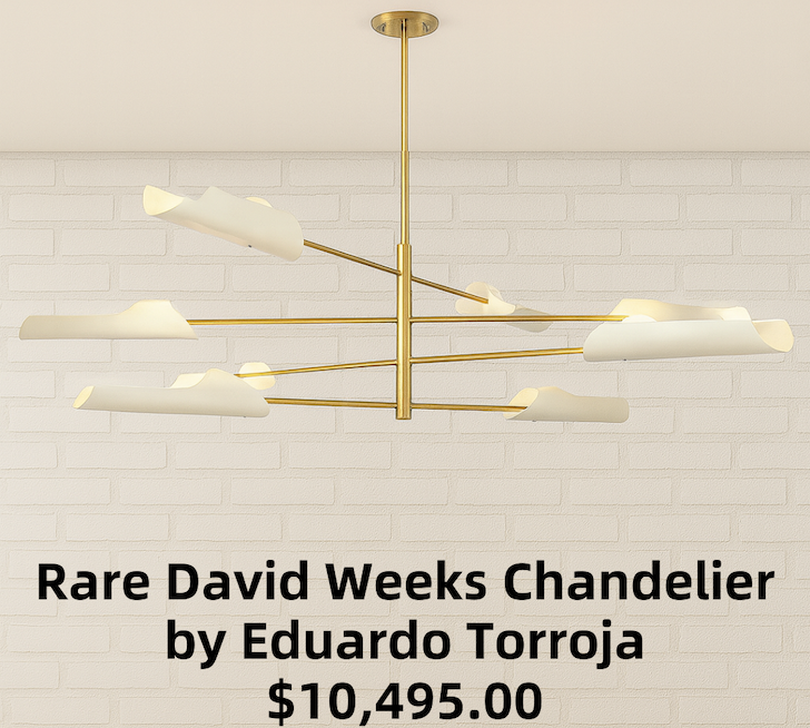 Rare David Weeks x Large Torroja Eight Light Tiered Pendant Light, Chandelier by Eduardo Torroja