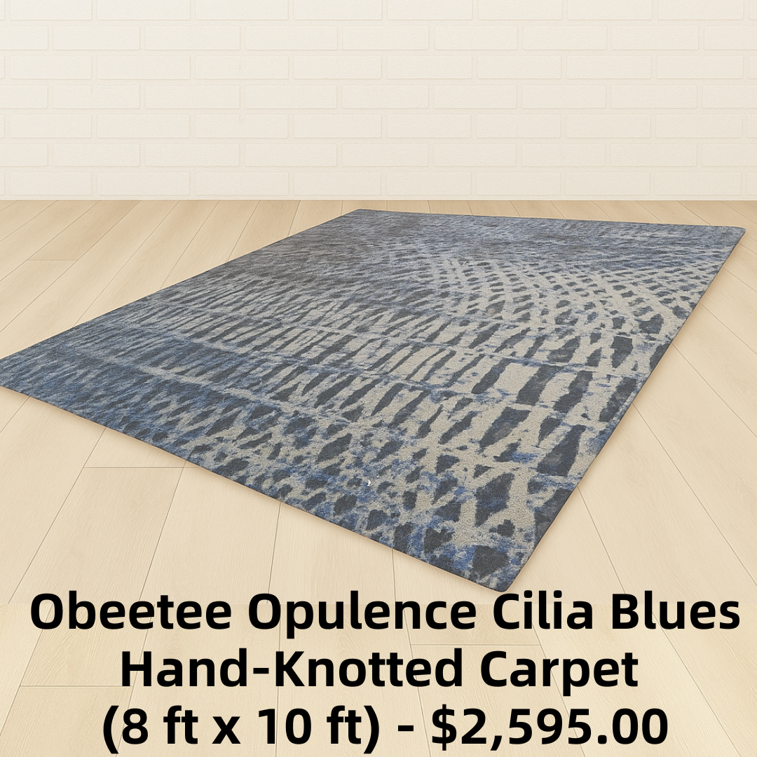 Obeetee Opulence Cilia Blues Hand-Knotted Carpet (8 ft x 10 ft)