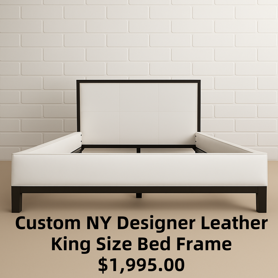 Custom NY Designer Leather King Size Bed Frame