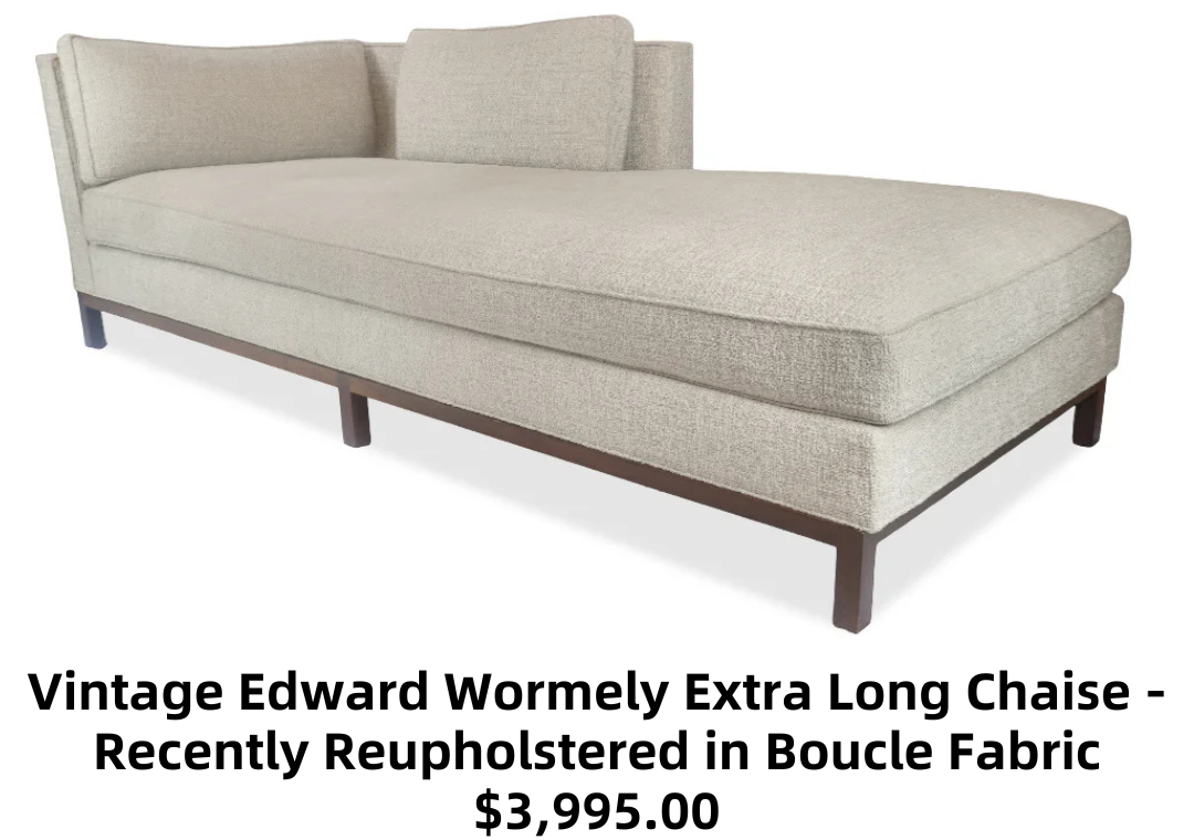 Vintage Edward Wormely Extra Long Chaise - Recently Reupholstered in Boucle Fabric