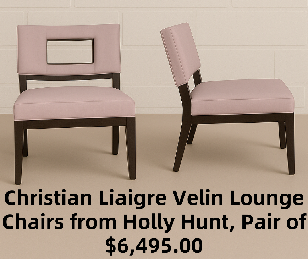 Christian Liaigre Velin Lounge Chairs from Holly Hunt, Pair of