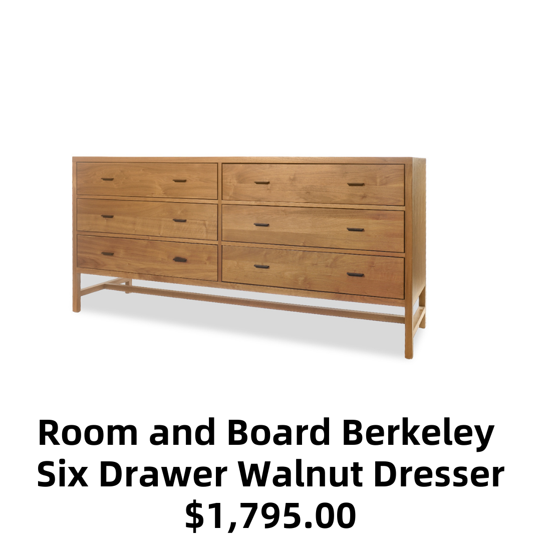 Room and Board Berkeley Six Drawer Walnut Dresser