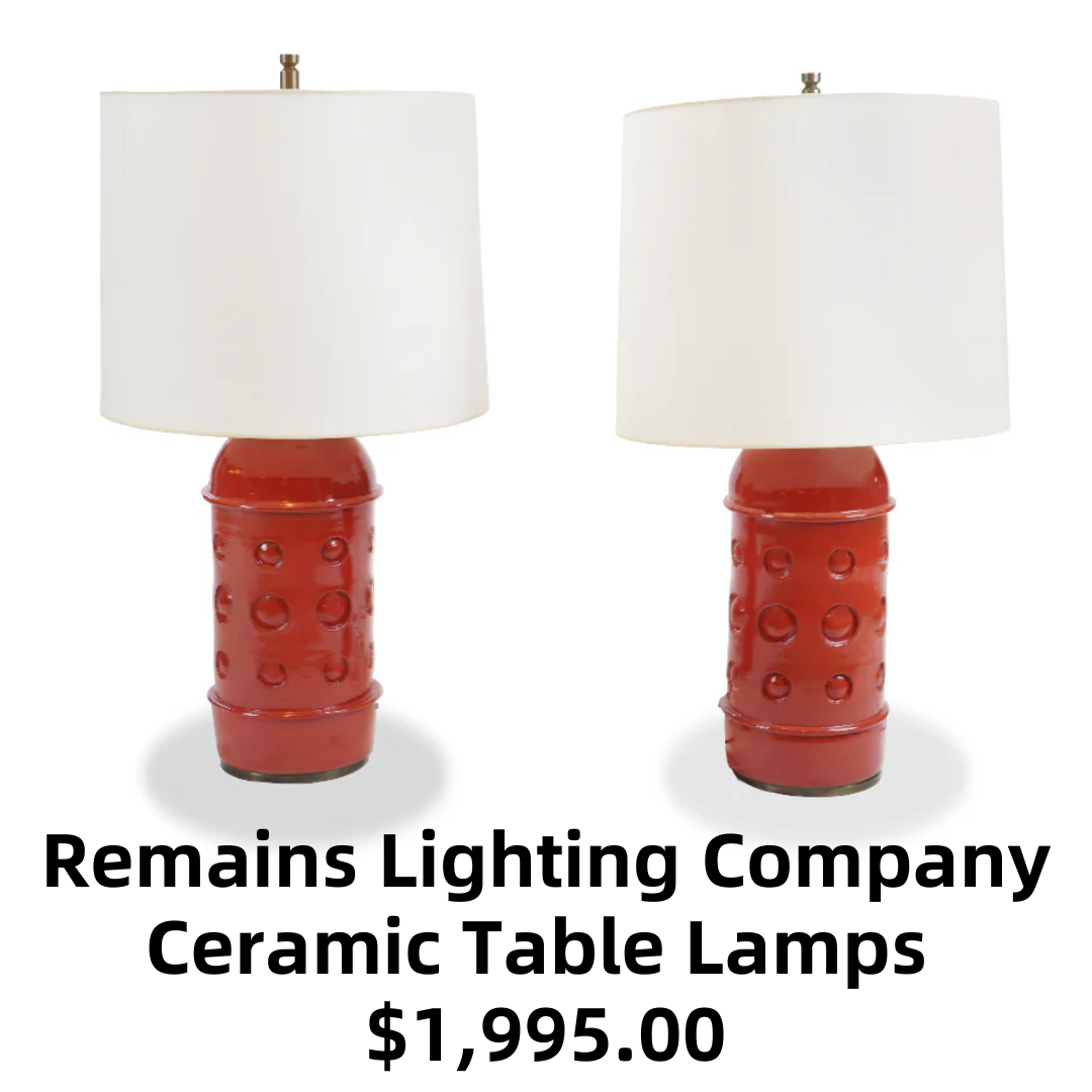 Remains Lighting Company Ceramic Table Lamps with Brass Base