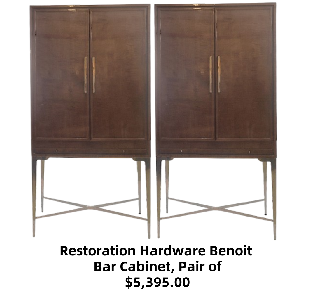 Restoration Hardware Benoit Bar Cabinet, Pair of