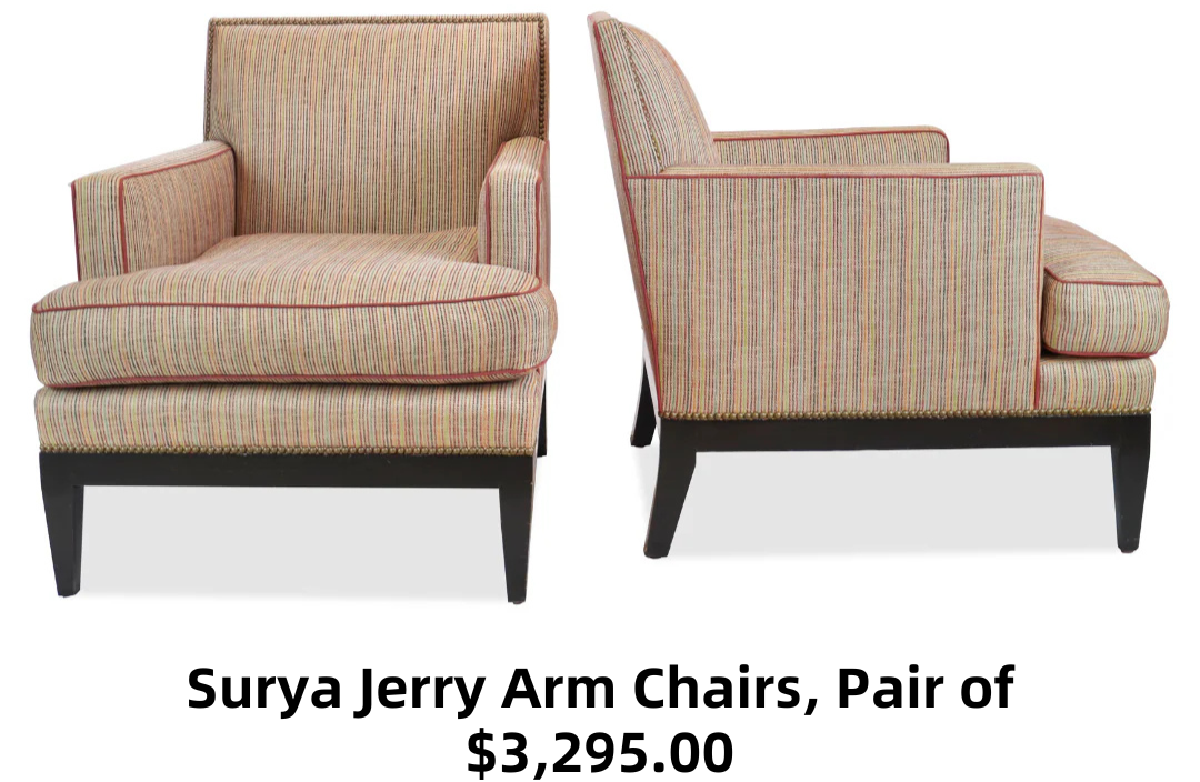 Surya Jerry Arm Chairs, Pair of