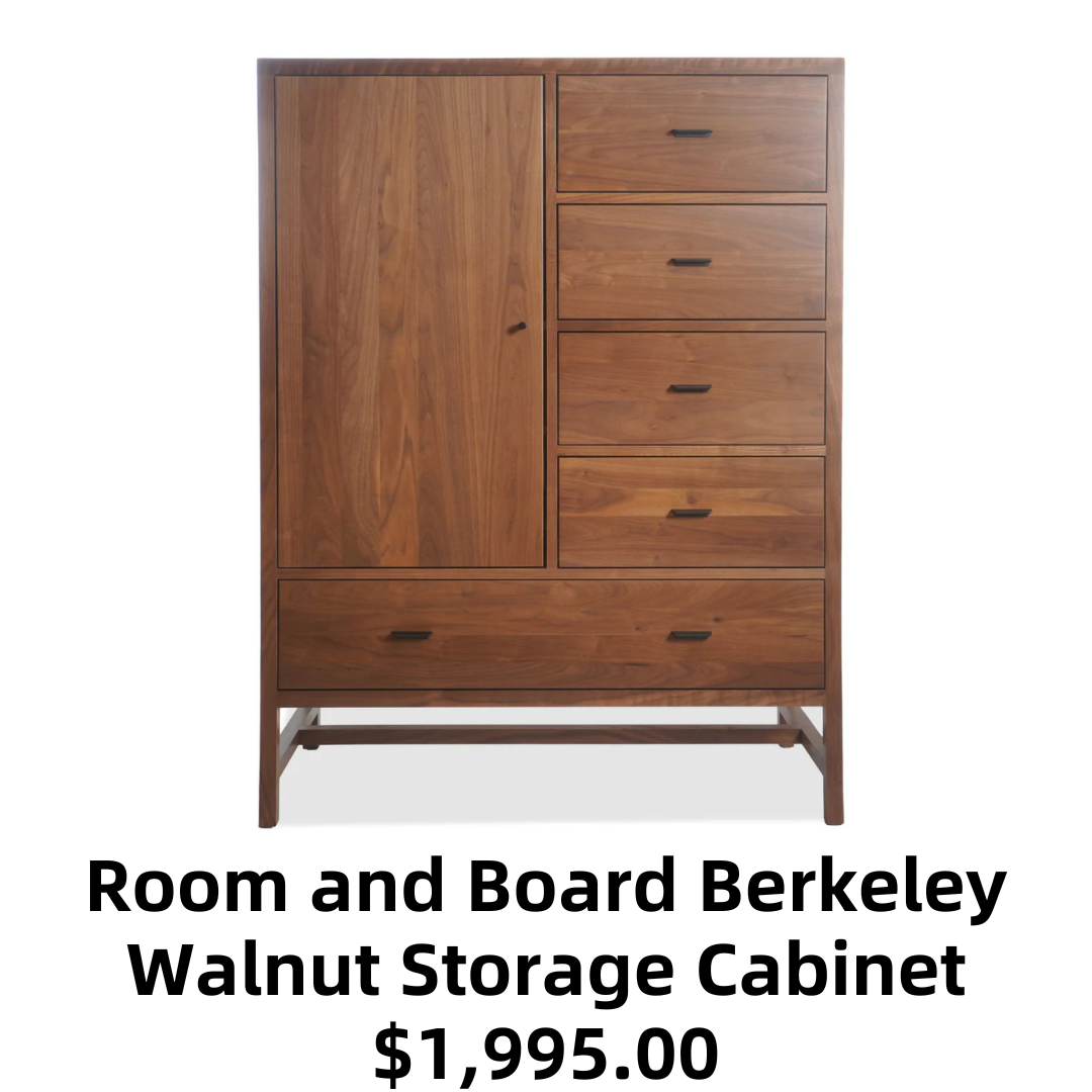 Room and Board Berkeley Walnut Storage Cabinet