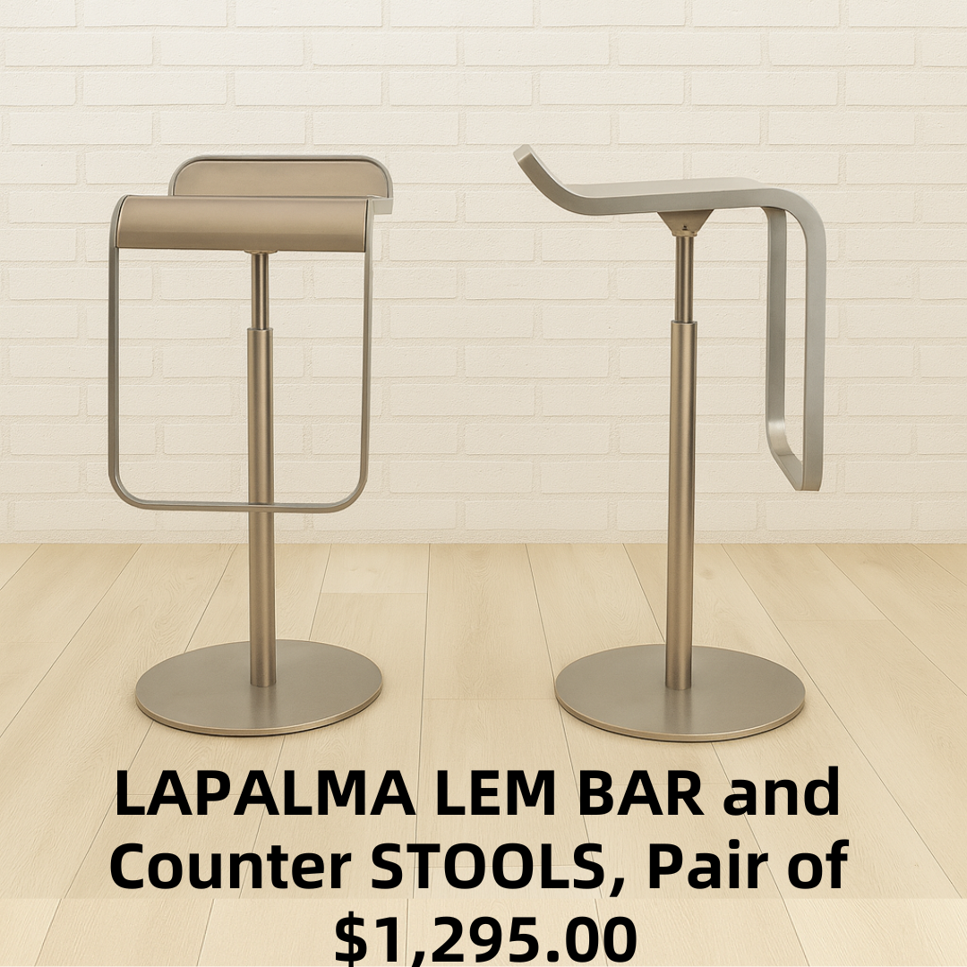 LAPALMA LEM BAR and Counter STOOLS, Pair of