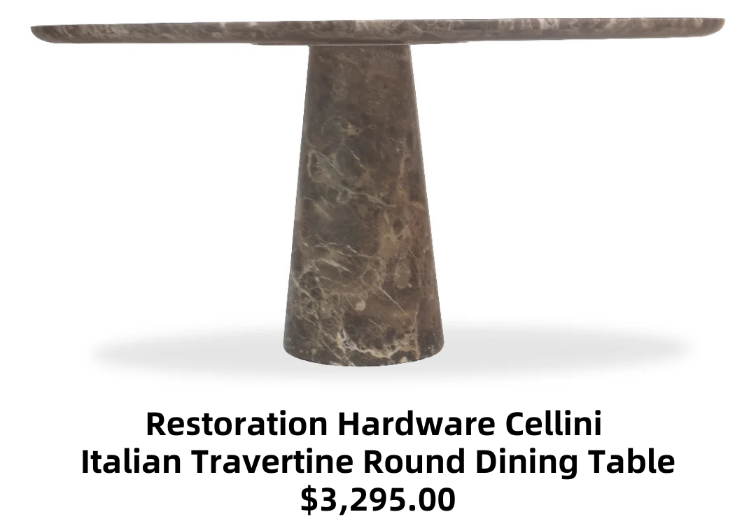 Restoration Hardware Cellini Italian Travertine Round Dining Table
