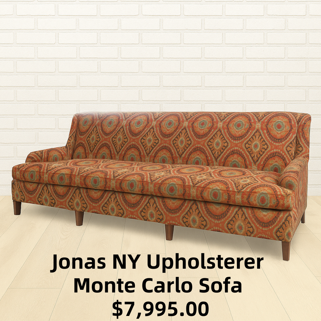 Jonas NY Upholsterer Monte Carlo Sofa with Bursa Suzani Fabric & Custom Pillows