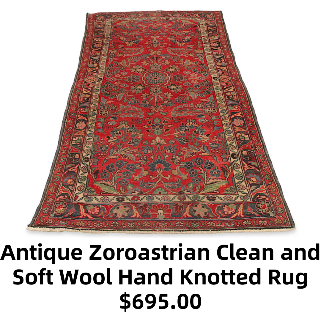 Antique Zoroastrian Clean and Soft Wool Hand Knotted Rug
