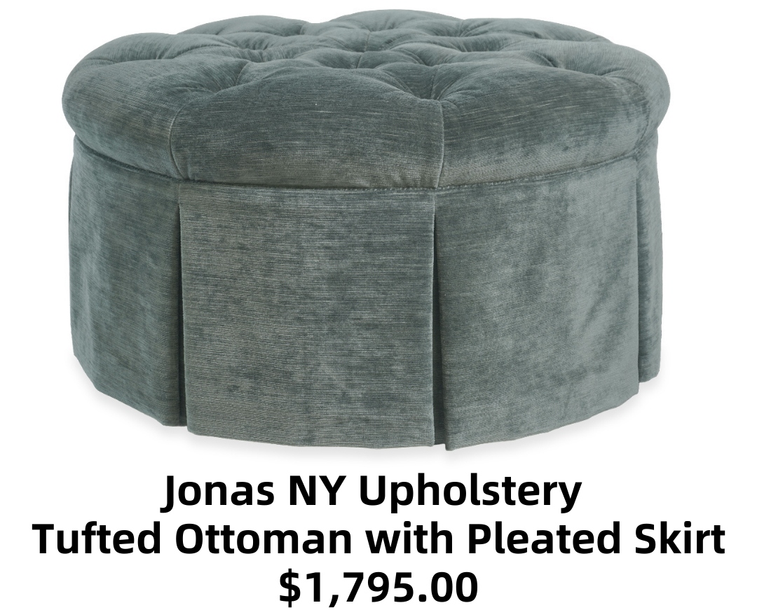 Jonas NY Upholstery Tufted Ottoman with Pleated Skirt