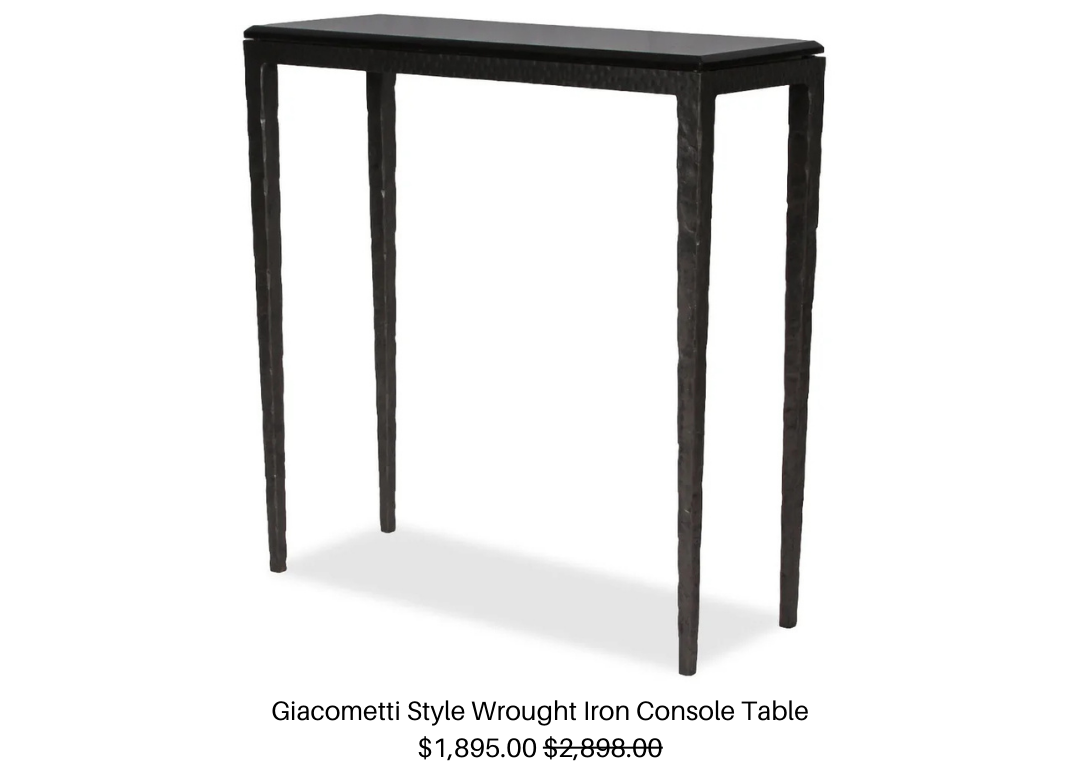 Giacometti Style Wrought Iron Console Table