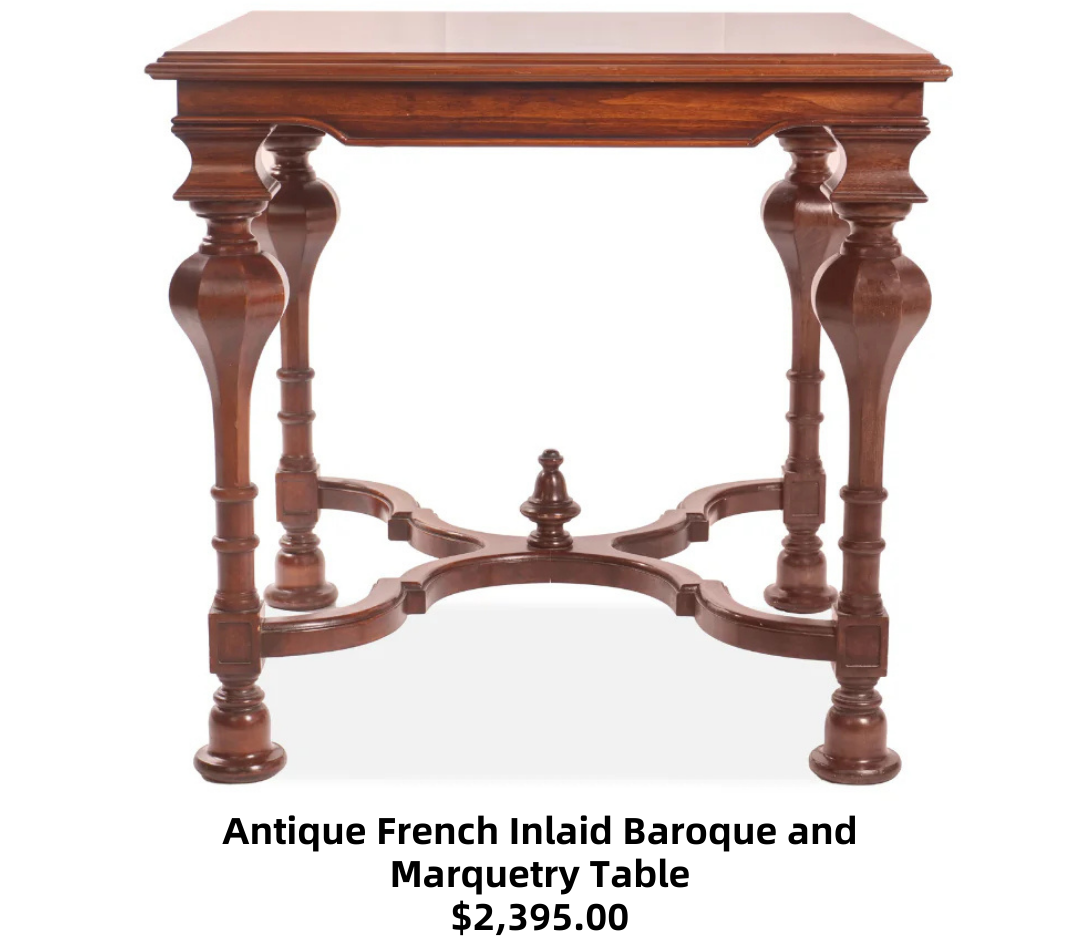 Antique French Inlaid Baroque and Marquetry Table