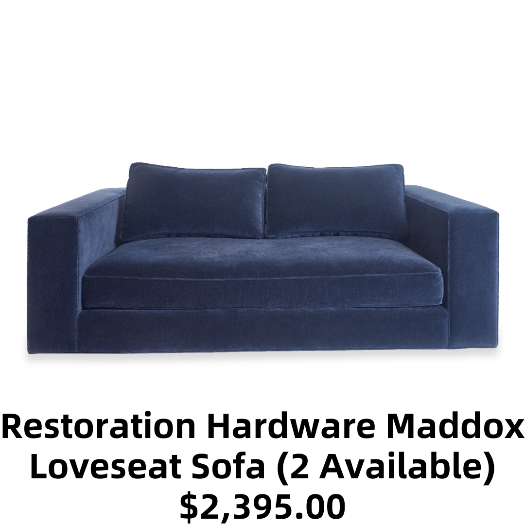 Restoration Hardware Maddox Loveseat Sofa (2 Available- Newly Professionally Cleaned)