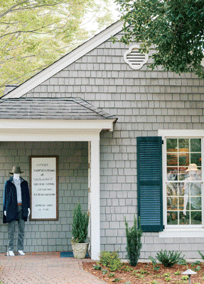Exterior of Thistle & Oak men's shop in Fearrington Village.