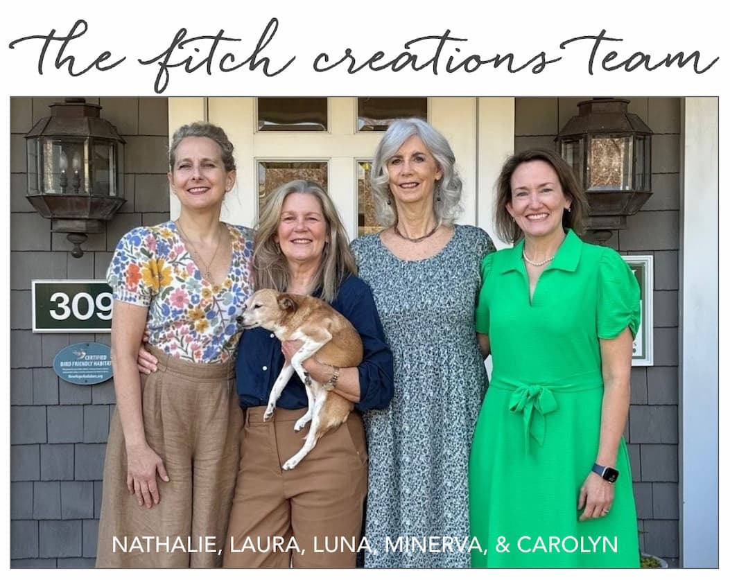 the fitch creations team above an image of the fitch creations, inc. real estate team: nathalie, laura, luna, minerva & carolyn.