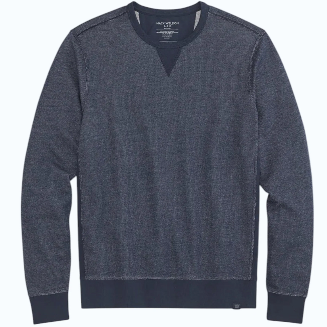 Men's charcoal crewneck sweatshirt with ribbed trim and modern athletic styling. Fearrington Village.