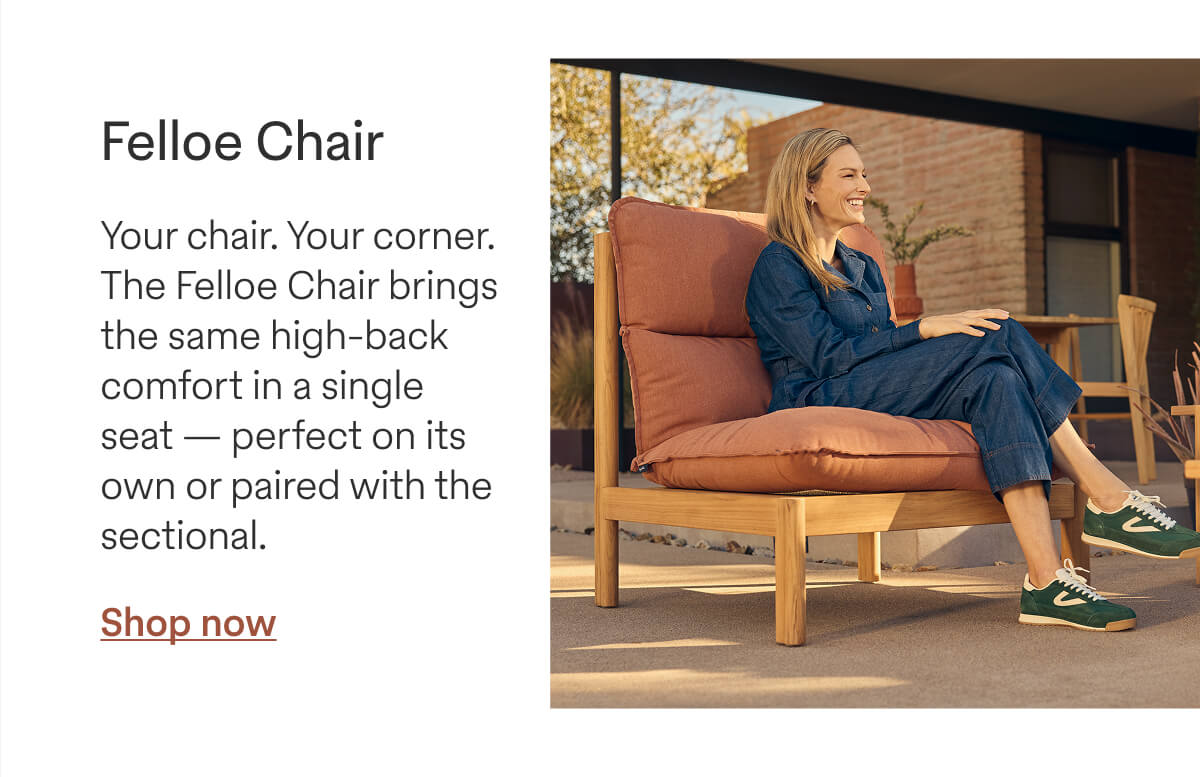 Felloe Chair - Your chair. Your corner. The Felloe Chair brings the same high-back comfort in a single seat — perfect on its own or paired with the sectional. - Shop now