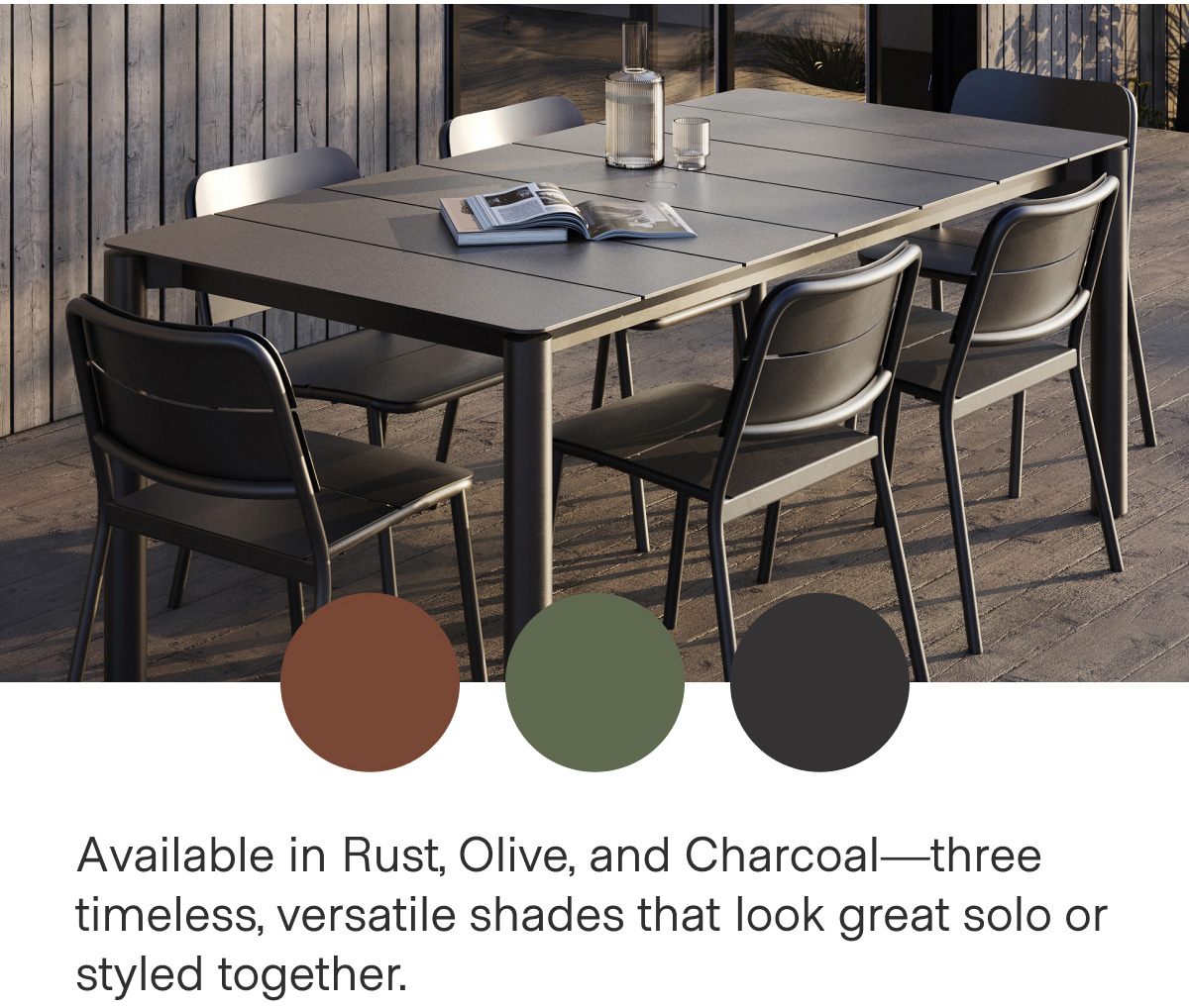Available in Rust, Olive, and Charcoal—three timeless, versatile shades that look great solo or styled together.