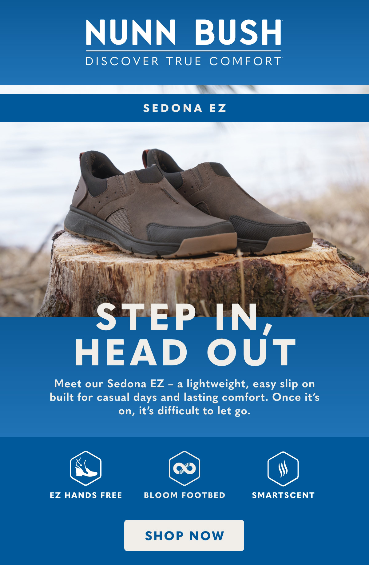 Our Sedona EZ is a lightweight, easy slip on built for casual days. Display images to learn more.