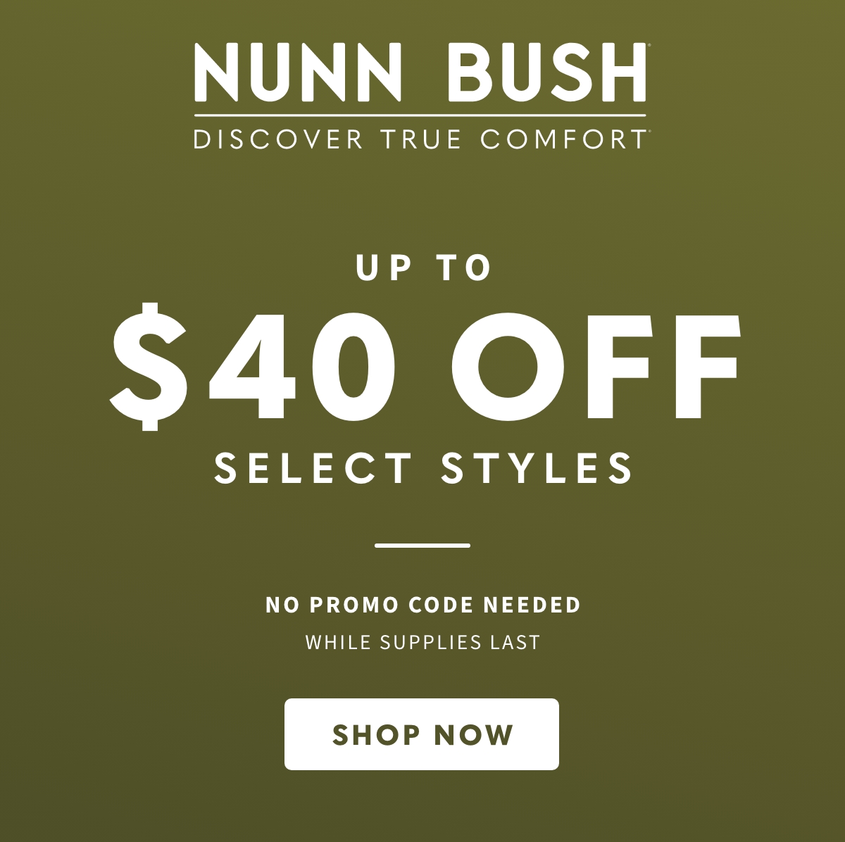 Up to $40 off select styles. No promo code needed. Display images to learn more.