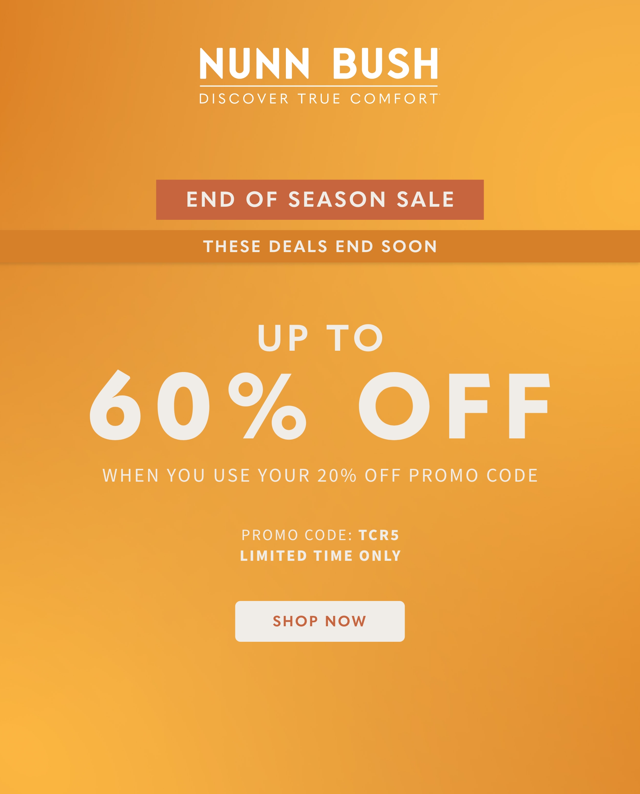End of season sale! Up to 60% off with code TCR5. Limited time only. Display images to learn more.