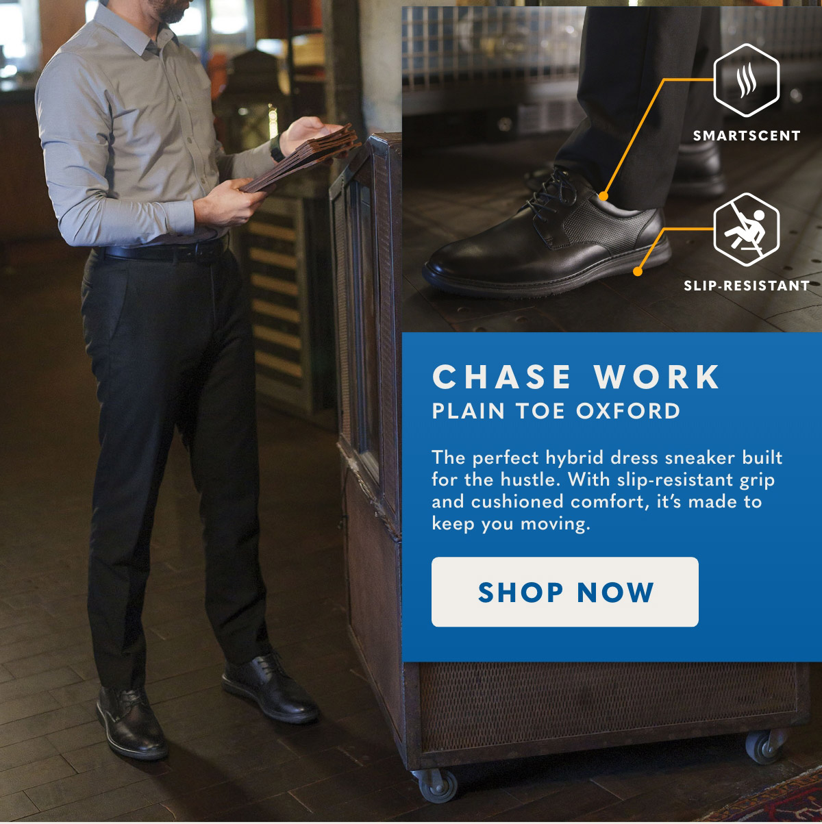 Our Chase Work is a perfect hybrid dress sneaker built for the hustle. Shop Now.