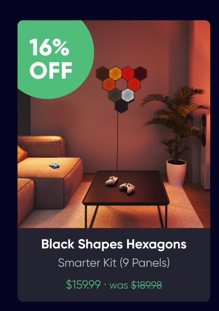 Black Shapes Hexagons Smarter Kit 9 Panels - $159.99, was $189.98 (16% off)