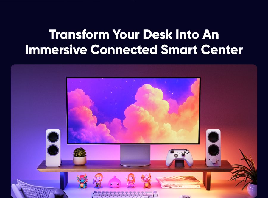 Smart LED Monitor Stand on a desk setup