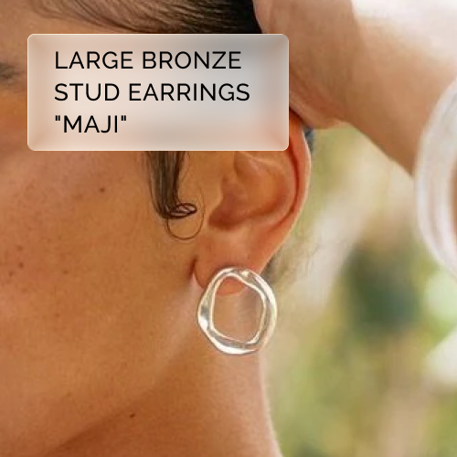 Large Bronze Stud Earrings - "Maji"