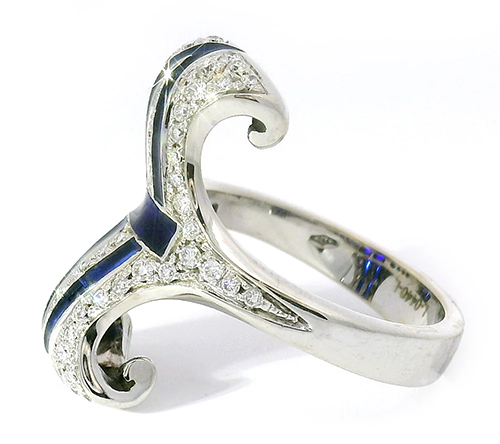 Diamond Ring with Plique-à-Jour Enamel - "Bedazzled"