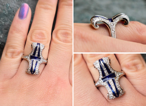 Diamond Ring with Plique-à-Jour Enamel - "Bedazzled"