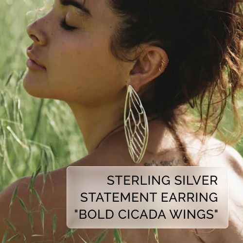 Sterling Silver Statement Earring - "Bold Cicada Wings"