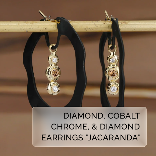 Diamond, Cobalt Chrome, & Diamond Earrings - "Jacaranda"