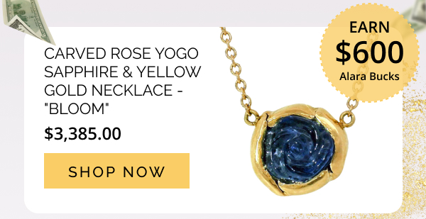 Carved Rose Yogo Sapphire & Yellow Gold Necklace - "Bloom"