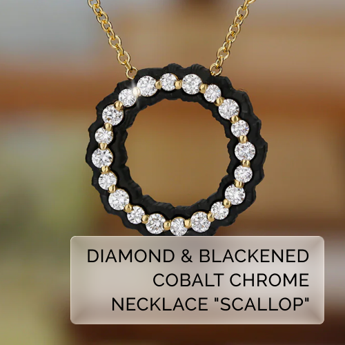 Diamond & Blackened Cobalt Chrome Necklace - "Scallop"