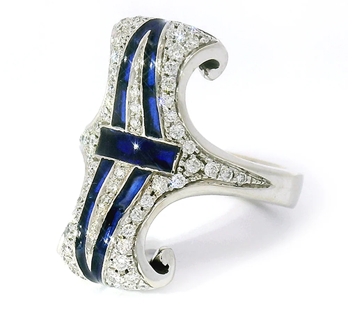 Diamond Ring with Plique-à-Jour Enamel - "Bedazzled"