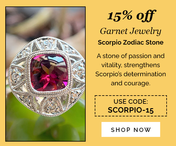 15% off Garnet Jewelry | Scorpio Zodiac Stone