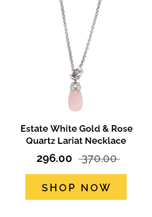 Estate White Gold & Rose Quartz Lariat Necklace