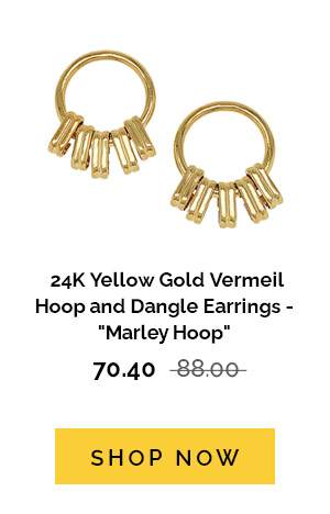 24K Yellow Gold Vermeil Hoop and Dangle Earrings - "Marley Hoop"