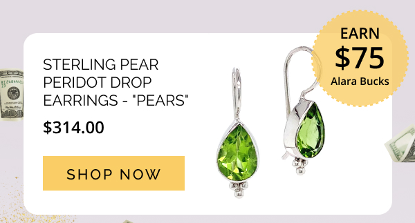 Sterling Pear Peridot Drop Earrings - "Pears"