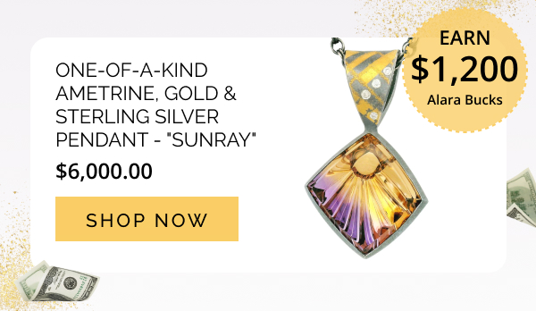 One-of-a-kind Ametrine, Gold & Sterling Silver Pendant - "Sunray"