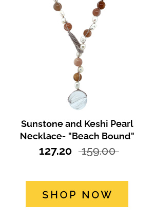 Sunstone and Keshi Pearl Necklace- "Beach Bound"