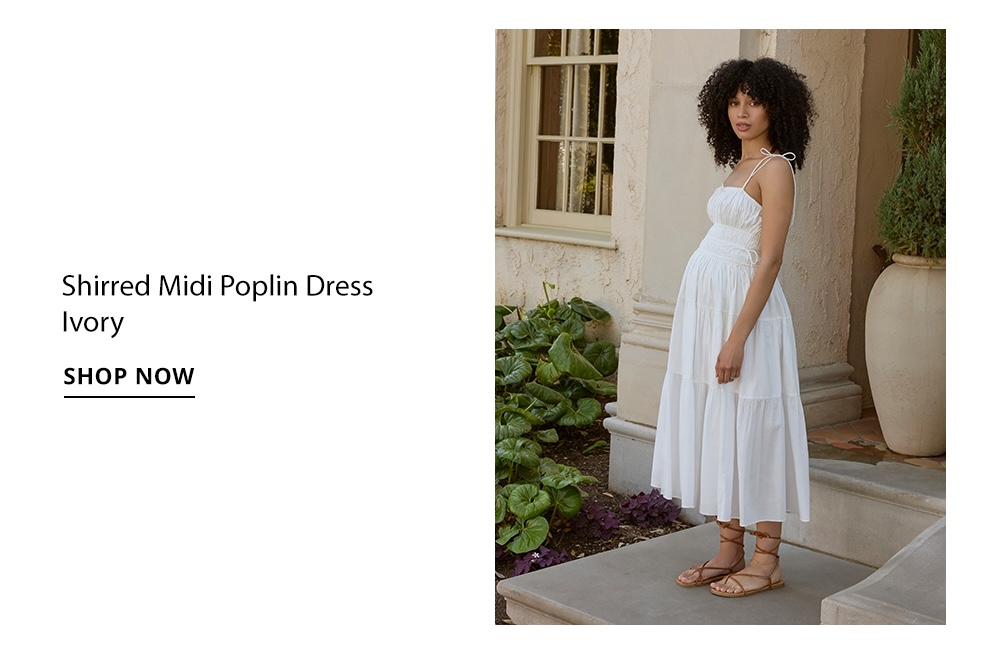 Shop The Shirred Midi Poplin Ivory