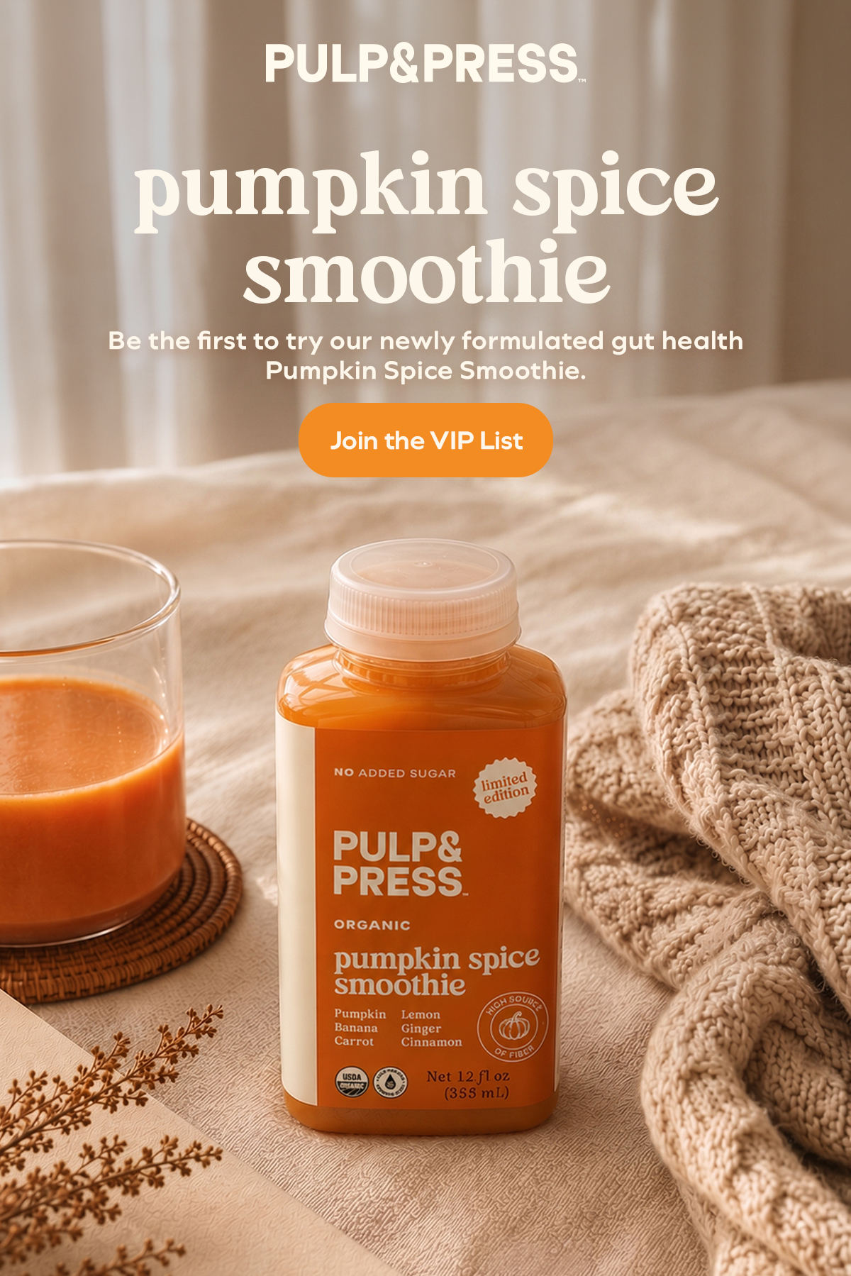 Be the first to try our newly formulated gut health Pumpkin Spice Smoothie.